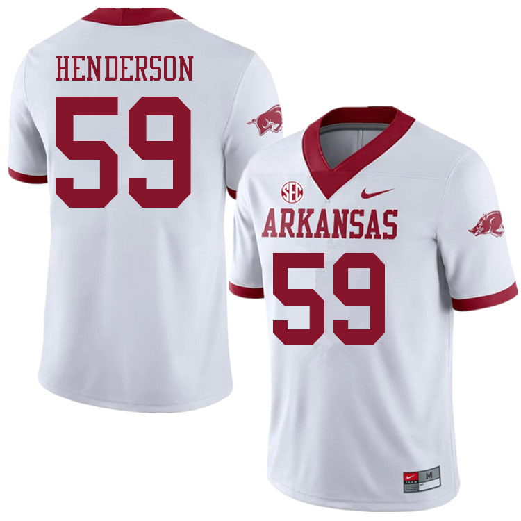 Men #59 Eli Henderson Arkansas Razorbacks College Football Jerseys Sale-Alternate White - Click Image to Close